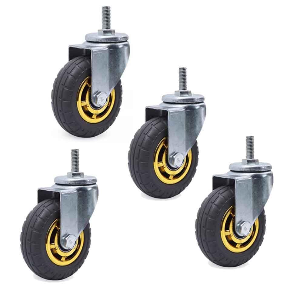 Rotelle Pivotanti con Perno Filettato M12*30mm Ruote Girevoli Silenziose con Freno Ruote in Gomma pesanti per mobili e apparecchi 4 pezzi (Color : Swivel, Size : 4inch)
