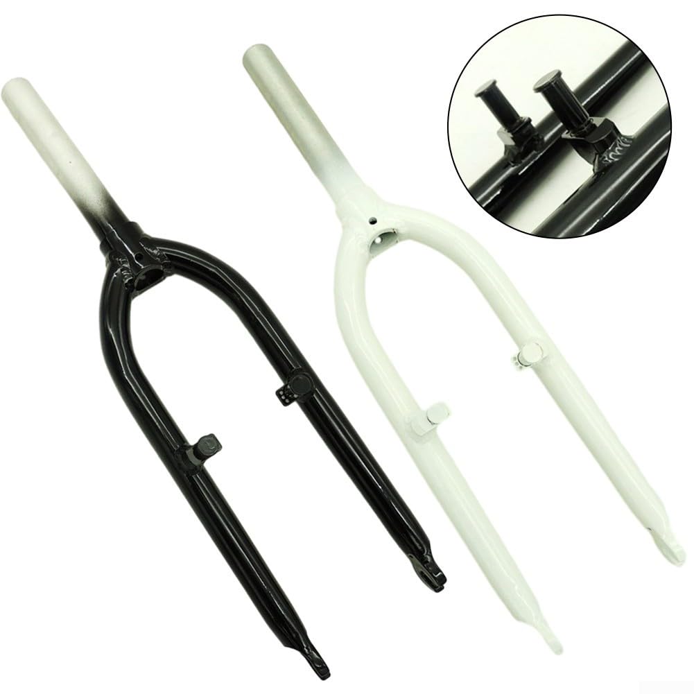 Horquilla delantera de bicicleta plegable de aleación de aluminio de 20 pulgadas con freno en V, tubo superior de 28.6 mm x 170 mm, horquilla de suspensión ligera para ruedas de 20 pulgadas (negro)