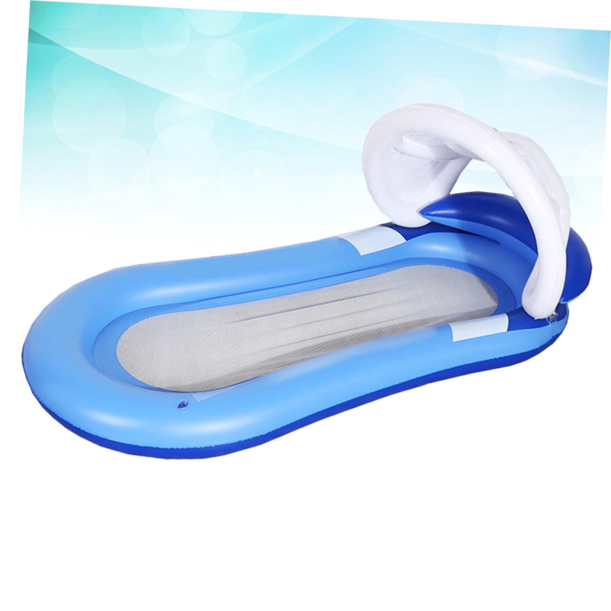 Uonlytech Hamaca de Agua Flotante Inflable de PVC para Piscinas y Playas con Respaldo Reclinable y Toldo Removible para Mayor Comodidad