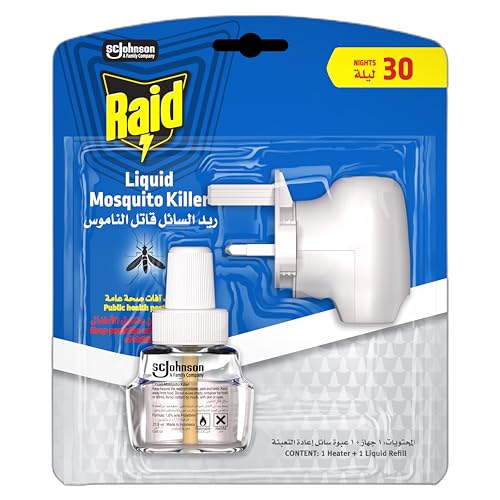 Raid Mosquito Repellent for 30 Nights Protection Electric Diffuser with Refill Neutral Scent 21.9ml. Up to 240 hours