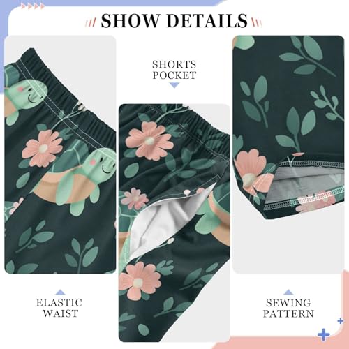 Turtles Flowers Pajama Pants Cute Pajama Bottoms Soft Sleep Pjs Lounge Pants S4