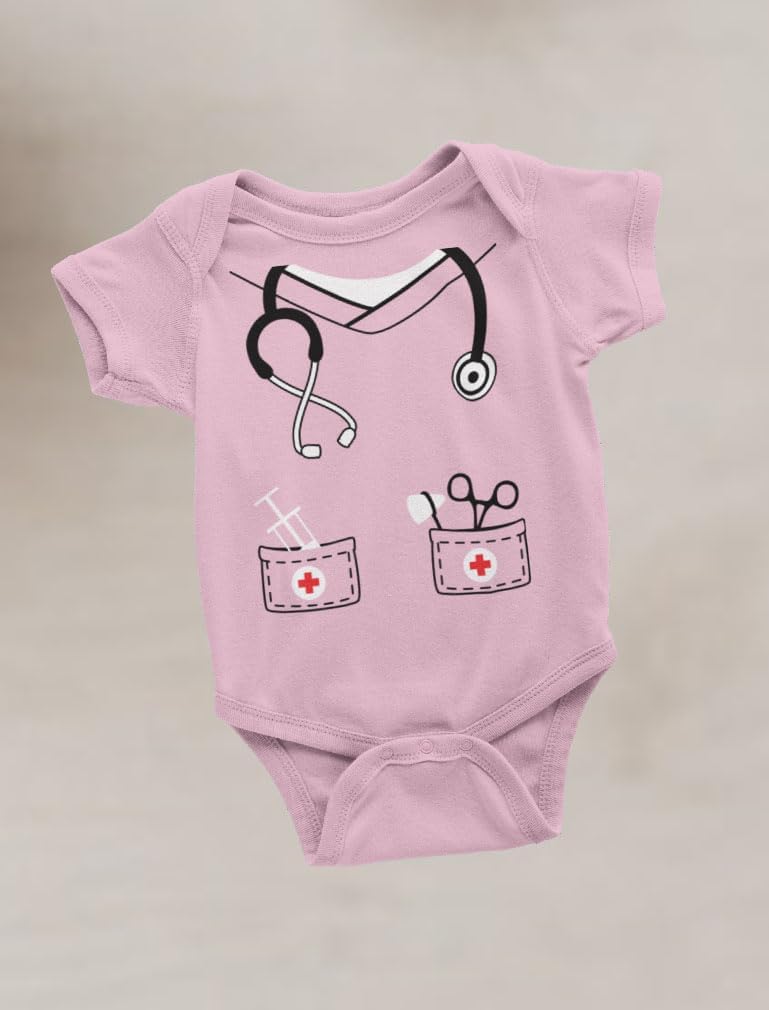 Tstars Baby Doctor or Nurse Bodysuit with Stethoscope - Infant Scrubs Halloween Themed Outfit for Girls and Boys 12 Months Pink image 5 of 7 B01FHG0394