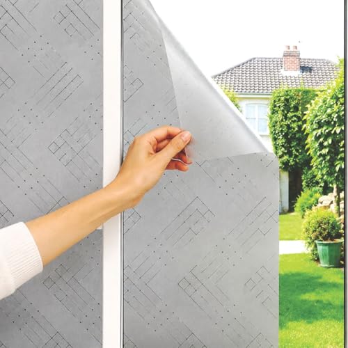 Image of CVANU Frosted Geometric Privacy Window Film, Self Adhesive Waterproof Vinyl Decorative Glass Covering Sheet for Doors, Windows, Bathroom, Home & Office (24 x 36 Inch)