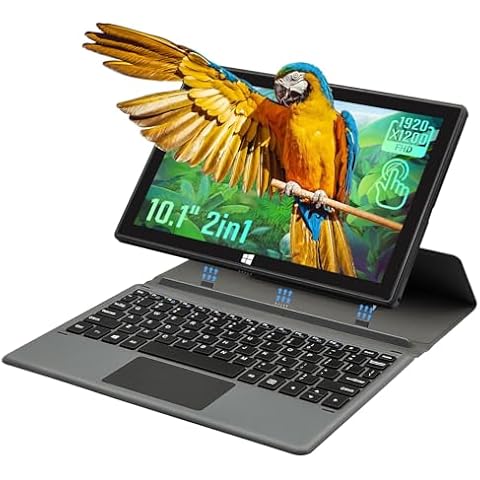 BINTEC 10.1 Inch Windows 11 2-in-1 Thin and Light Dual-Camera Tablet with Touch Screen, 1920×1200IPS, Comes with Magnetic Keyboard,Bluetooth 4.2,Wireless WiFi,Type-C (Black, 8G+128GB SSD) Cover