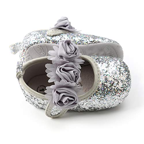 Oaisnit Baby Girl Mary Jane Flats Sparkly Soft Infant Princess Dress Crib Shoes With Headband #TOP5