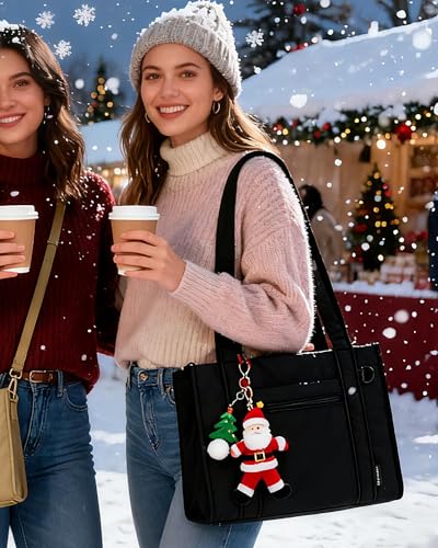 Image of BAGSMART Boxy Tote Bag for Women, Crossbody Bag with Zipper, Crush Bow Purses for Travel Work College