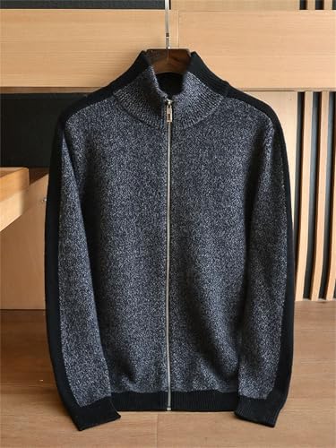 Men's Cashmere Knit Cardigan Sweater Stand Collar Long Sleeve Thick Fall Winter Loose Warm Outerwear4