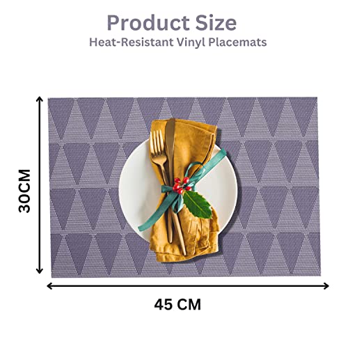 Image of YELONA Placemats for Dining Table - Heat Resistant, Non-Slip & Washable PVC Vinyl Table Mats - Set of 8, 45 x 30 cm (Grey)