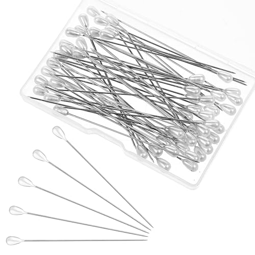 Pearl Head Pins, 50 PCS 3 Inch Corsage Boutonniere Pins...