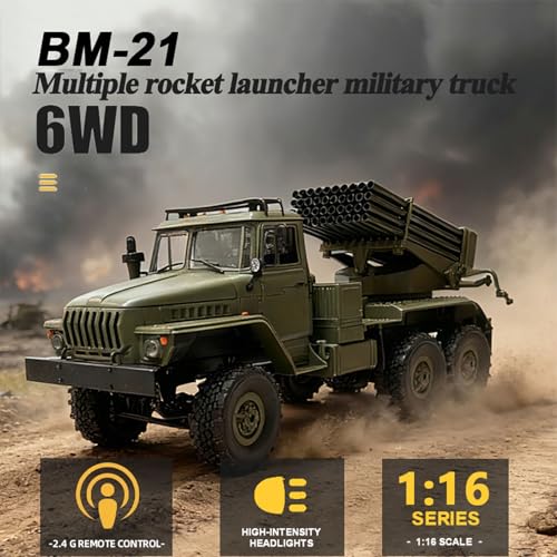 Image of 1:16 Scale RC Truck, 6WD Military Transport Remote Control Car, All-Terrain Off-Road Vehicle with Full Proportional Control, LED Lights & Openable Doors, Hobby Toy for Adults and Collectors