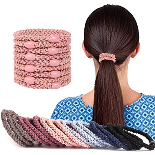 9 PCS Goody Simplicity Small Pink Hair Ties for Thick Hair,No Crease No Damage Simplicity Soft Elastic Hair Ties for Women.