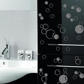 88 Waterproof Bubble Wall Stickers Solid + Hollow Bathroom Tile Window Mirror UK Vinyl Decals, 20 Colour Options, Peel & Stick Dot Circles, Home Bathroom Kitchen Wall Art Decoration, Light Grey