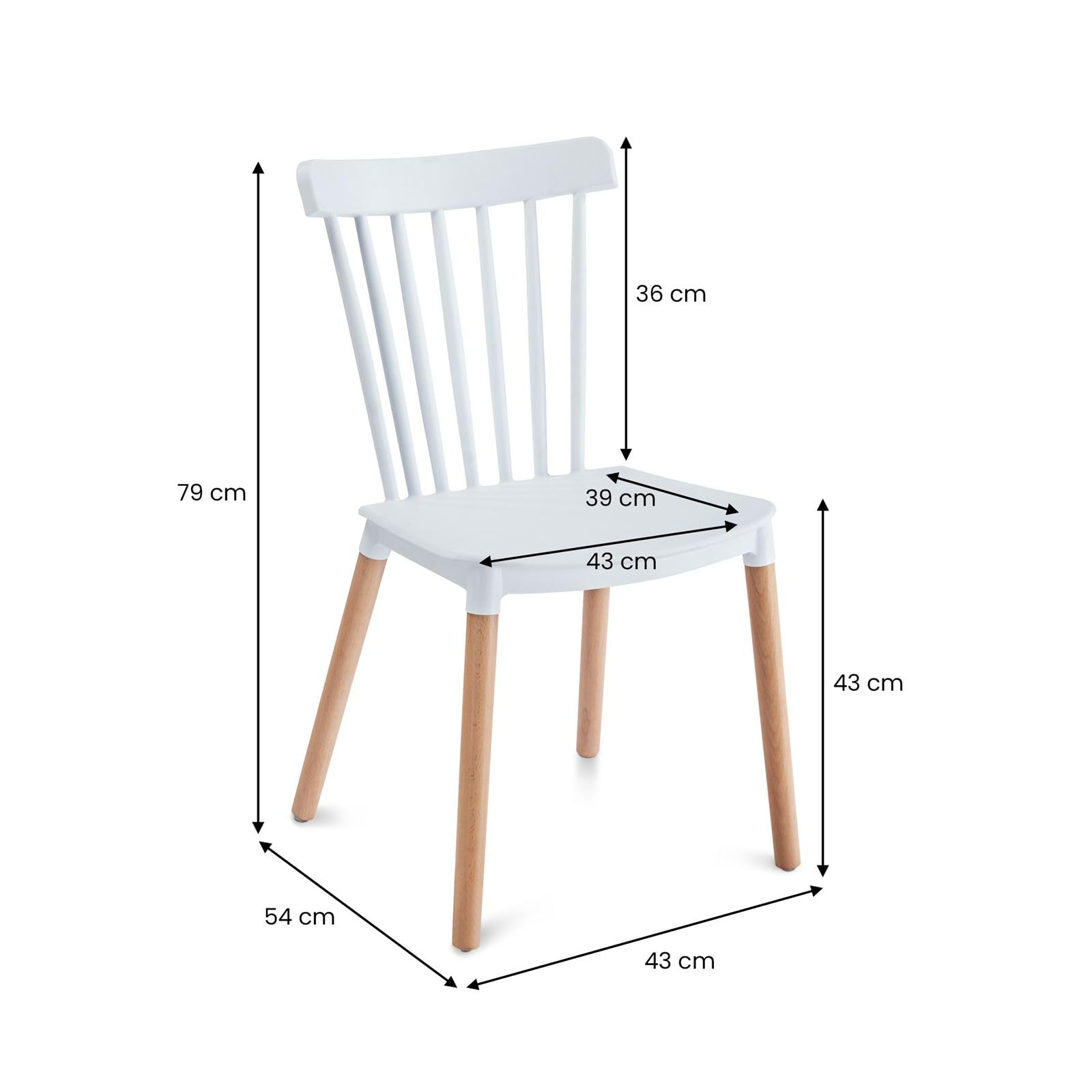 SHANNON/RAVI Essgruppe mit Tisch und 4 Stühlen, Weiß - Esstisch klein 120 x 70 cm, Tisch mit 4 Stühlen Set, Esszimmermöbel für moderne und skandinavische Einrichtung [max. Belastbarkeit 120 kg]