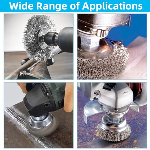 Image of 21Pcs Wire Brush for Drill Set for Drill 1 /4 Inch Hex Shank, Stainless Steel Wire Wheel Brush, Cup Brush, Pen Brush Set, Wire Brush Drill Attachments for Cleaning Rust, Scrub Surface