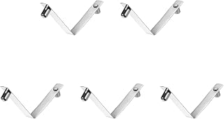 sourcing map 5pcs Double Button Kayak Paddle Snap Spring Clip 51mm x 5.8mm 65Mn Spring Steel V-Shaped Solid Lift Telescopic Locking Tube Pole Clips For Tent Umbrella Camping,Silver Tone