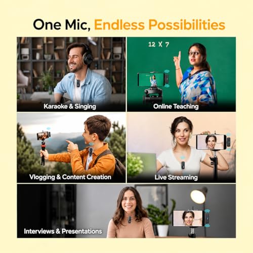 Image of mPix J16 Wireless Portable Lavalier Collar Mic with Noise Reduction Technology - Mini Clip-On Microphone for Android & iPhone with 48H Battery