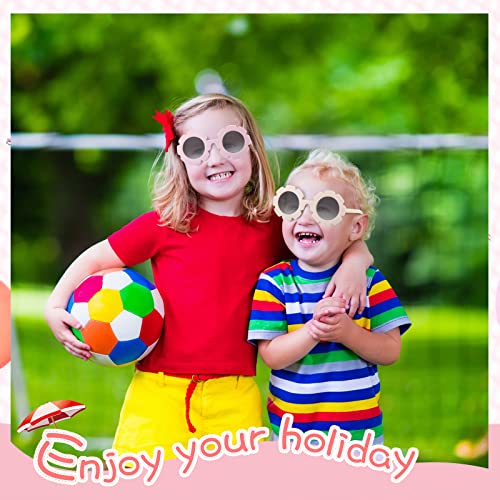 Frienda 6 Pieces Kids Round Flower Sunglasses Girls Daisy Flower Glasses for Baby Toddler Cute Outdoor Beach Eyewear4