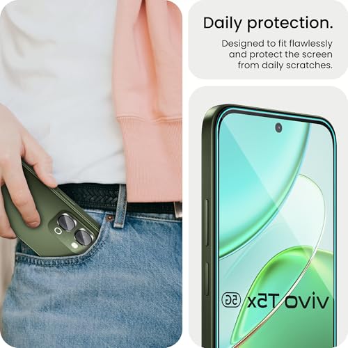 Image of FIRST MART Tempered Glass for Vivo T5x 5G with Black Camera Ring Guard & Installation Kit | HD Clear Edge-to-Edge Screen Protector, Scratch Resistant, Case-Friendly | Pack of 1