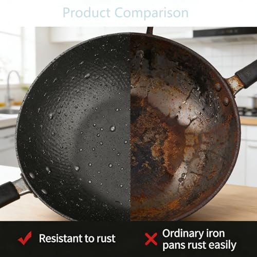 Wok de acero carbono con sartén antiadherente y tapa 30 cm miniatura 7