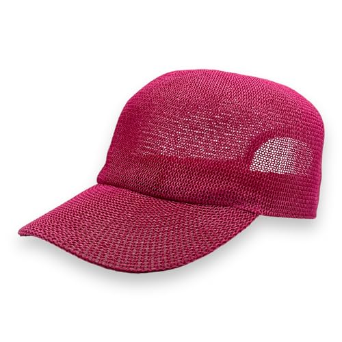 Ziona Basecap Netz Unisex, Papierstroh Baseball Cap Einfarbig, Metallschnalle verstellbare Sommer Cap (Papier, Pink)