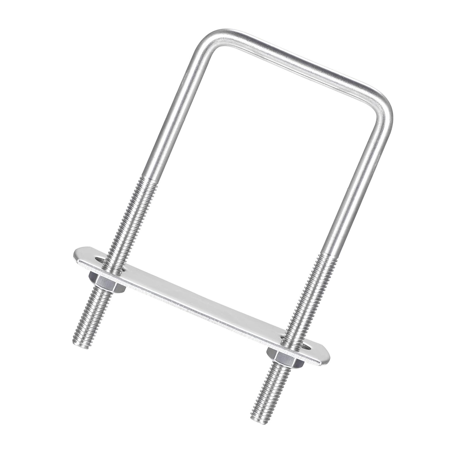 Unifizz Square U-Bolt,1 Set 304 Stainless Steel M6 U Bolts 50mm(2.05") Inner Width 100mm Length with Nuts and Frame Plate for Automobiles Boat Trailer