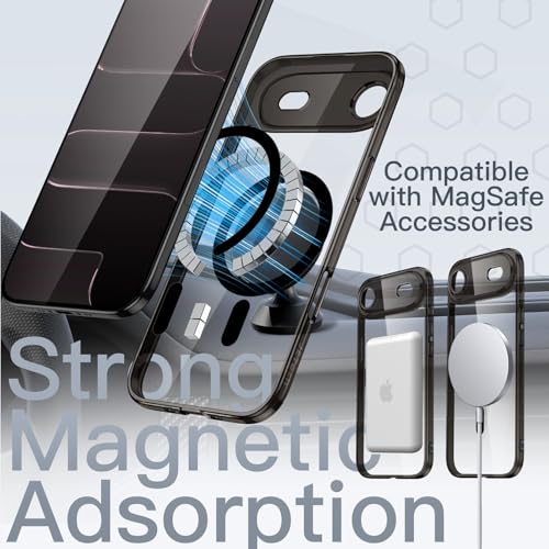 Image of JETech Magnetic Slim Case for iPhone Air Compatible with MagSafe, Camera Lens Full Protection, Ultra-Thin Lightweight Clear Minimalist Protective Phone Cover, 6.5-Inch Display (Black)