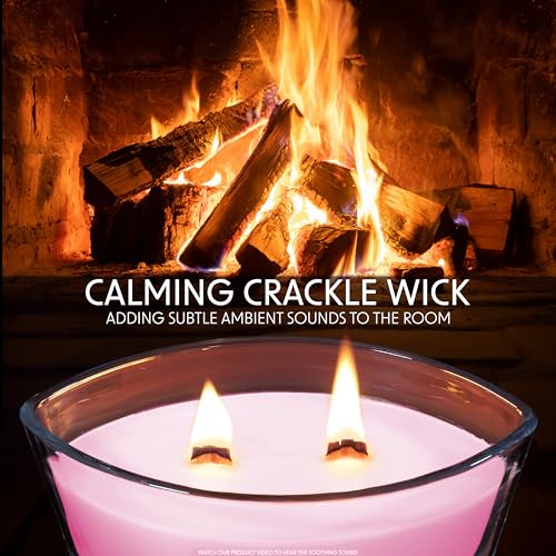 DECO EXPRESS Scented Candles, Double Wick Crackle Candles, Long 50 Hours Burn Time, Calming & Cosy Home Decor, Birthday - Image 2