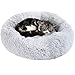 Cama para Perros Gatos Mediano Pequeño - Camas Cojin Redonda Antiestres Suave Lavables, Cálido Felpa Cama Interior Invierno para Mascotas y Cachorro Medianos Pequeños (L-60cm/23.6in, gris claro)