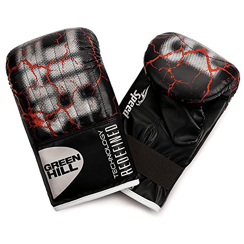 GREEN HILL Guanti da Sacco Speed Neri Boxe Pugilato Bag Gloves Fit (Nero, L)