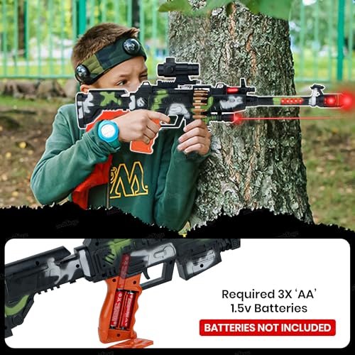 Image of zest 4 toyz 25 Musical Army Style Toy Gun for Kids with Music, Lights and Laser Light (Multi Color)