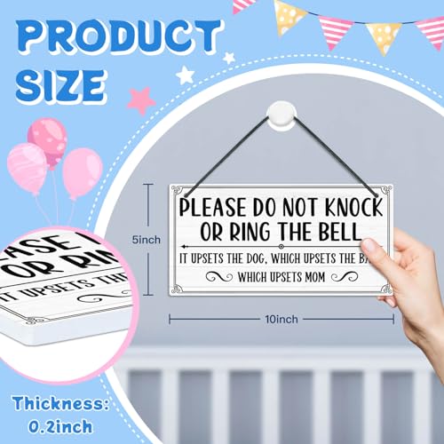 Image of Putuo Decor Do Not Ring Doorbell Sign Sleeping for Front Door PVC Shhh is Sleeping Do Not Knock or Ring Doorbell Door Knob Hanger Sign for Home Room Nursery Kindergarten Decor