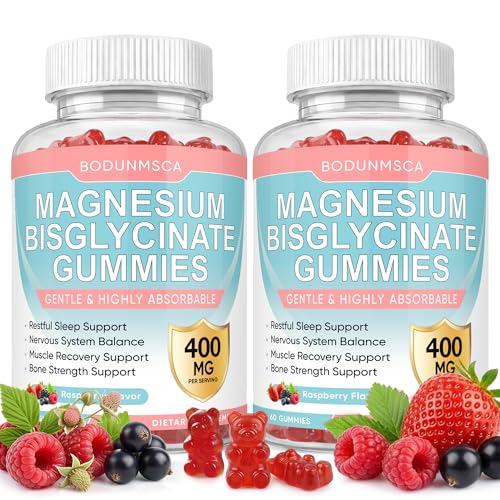 Magnesium Bisglycinate Gummies 400mg High Absorption & Gentle Magnesium Supplement Supports Calm Sleep & Muscle Recovery Raspberry Flavor 120 Count
