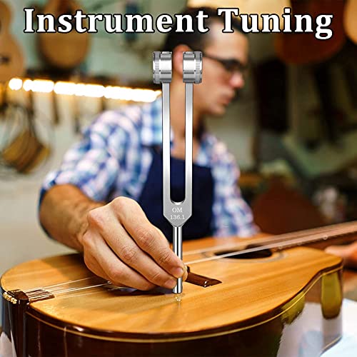 Hopbucan Tuning Fork Parts (128Hz, 136.1Hz, 512Hz,4096Hz) with Reflex Hammer for Healing Chakra Set Healing Musical - Image 3