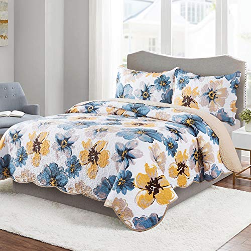 Honeilife Quilt Set Queen Size - 3 Piece Microfiber Quilts Reversible Bedspreads Patchwork Coverlets Floral Bedding Set All Season Quilts- Splash-Ink Painting #TOP1