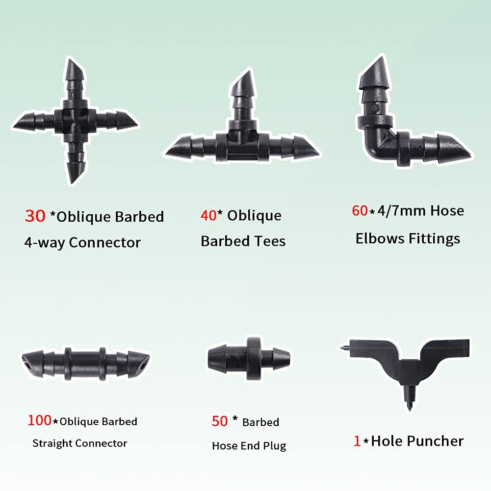 Armaturen für Bewässerungsrohre Schlauchverbinder, Messing-Schrägsteckverbinder-Set, 4/7 mm T-Winkel, gerade Gartenbewässerungs-Splitter