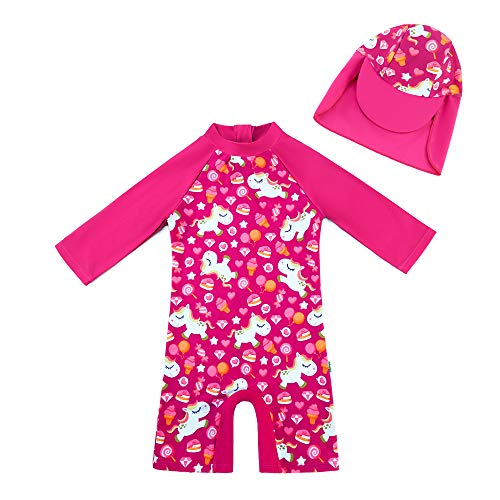 upandfast Baby/Toddler Swimsuit UPF 50+ Sun Protection One Piece Zipper Bathing Suit with Sun Hat Infant Beach Swimwear