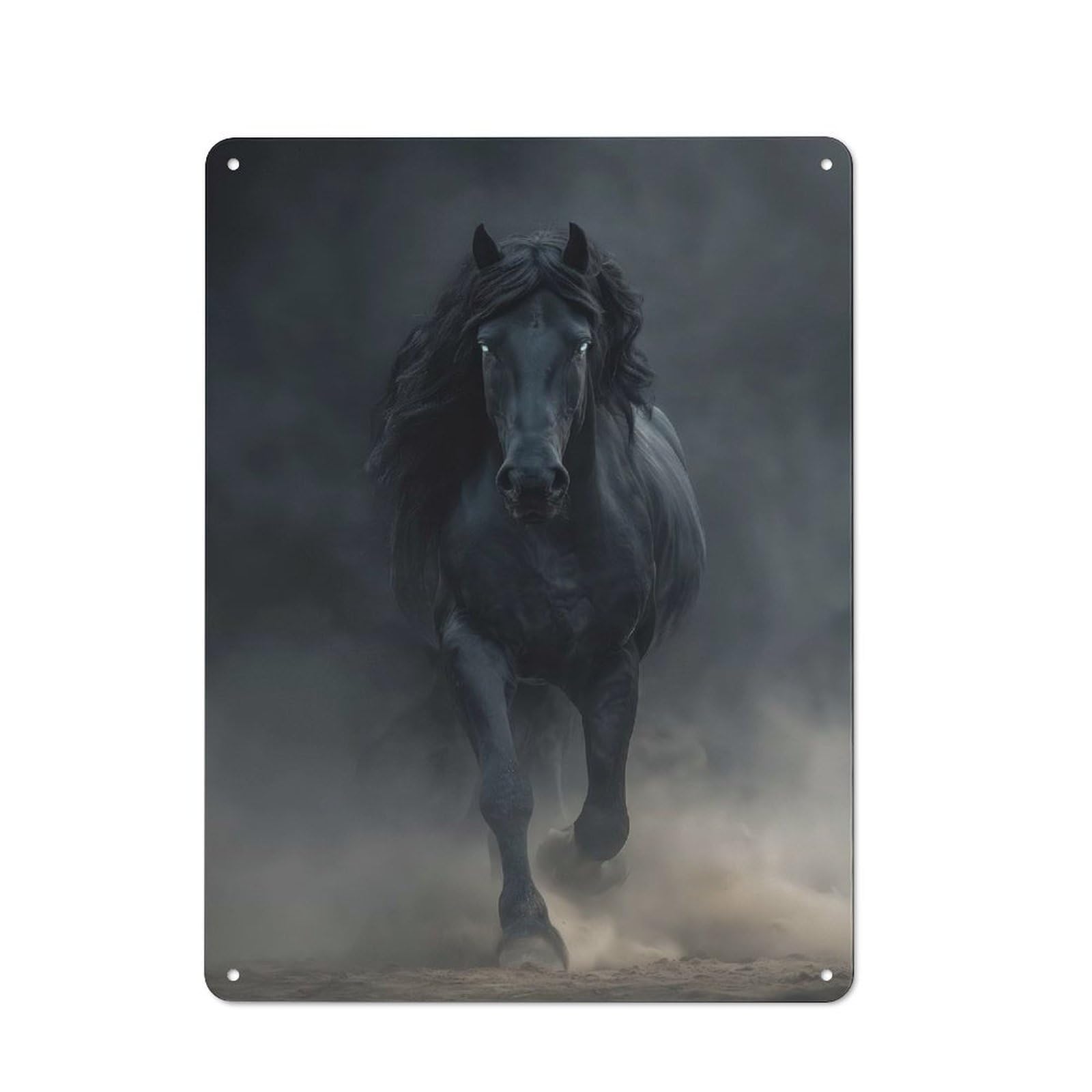Junmoney Style-11 Majestic Black Horse Rustic Metal Sign 40X30cm For Café Or Restaurant, Suited To Café Owners And Decorators