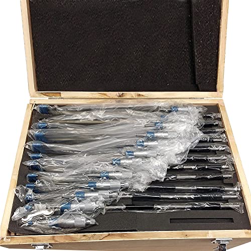 Hfs (R) 12Pcs (0-12"X0.0001") Premium Outside Micrometer Set Solid Metal Frame Carbide Tip Wood Case #TOP3