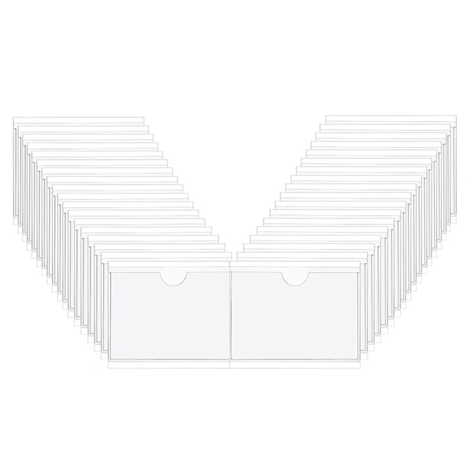 Hzomif 100Pcs Clear Self-Adhesive Index Card Pockets