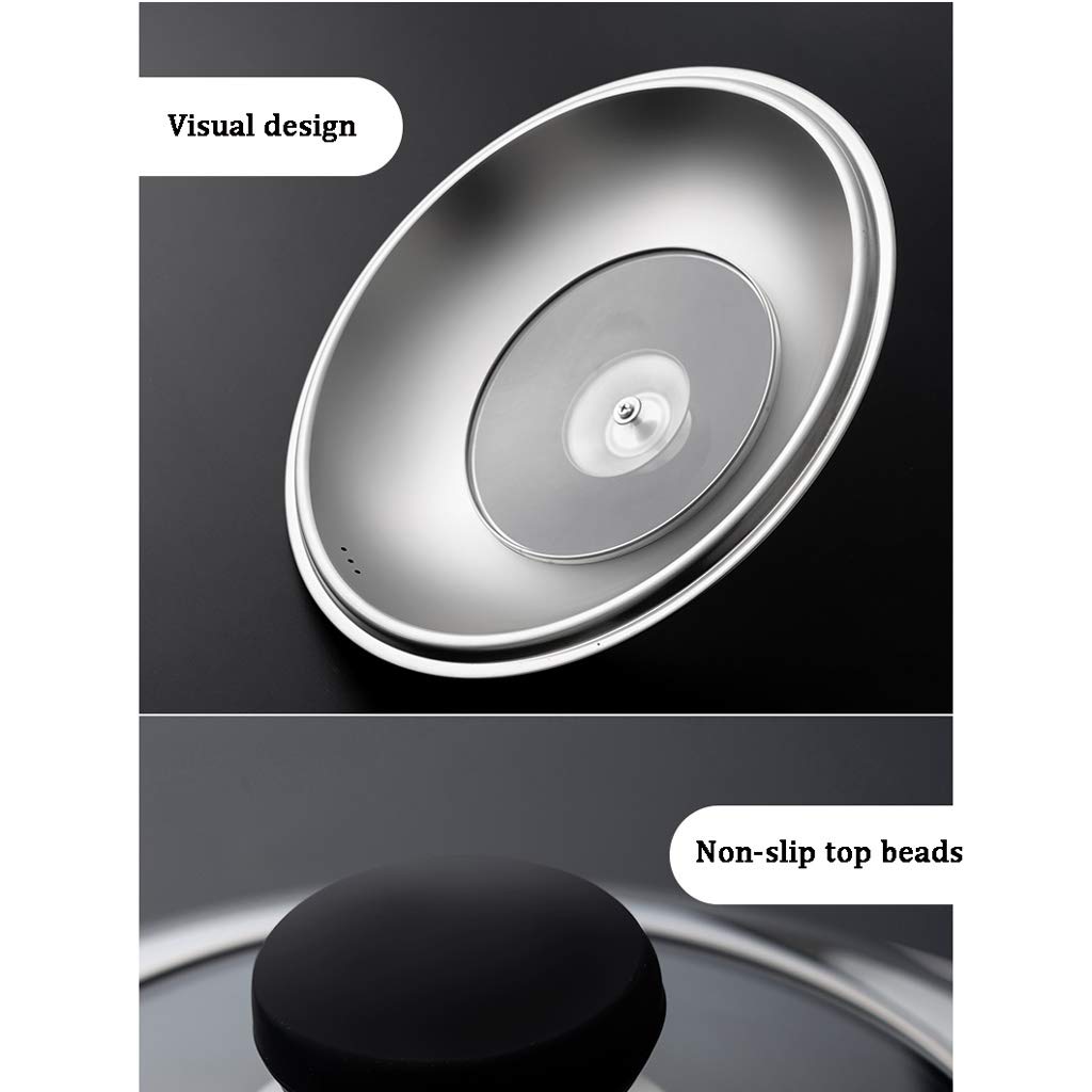 Couvercle,Couvercles de Casserole Couvercle de Casserole en Acier Inoxydable Couvercle de Wok en Verre trempé couvercles de Casserole de Remplacement de Grande Taille