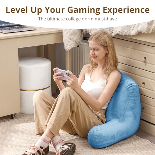 Image of Sasttie Reading Pillow for Bed, Back Pillow for Sitting Up, Blue
