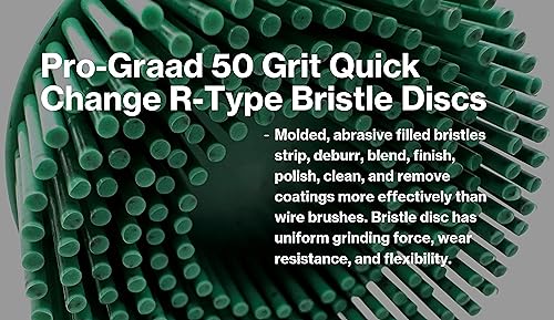 Image of 2 Pack 2 inch 50 Grit Green R-Type Bristle Disc | Ceramic-Aluminum Oxide Abrasive Bristle Disc with Quick Change Roll Lock | Pack of 2 | Green