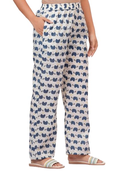 Women's Cotton Pyjama Pants with Elephant Print, Soft Cotton Lounge Pants with Elastic Waist-picture-39