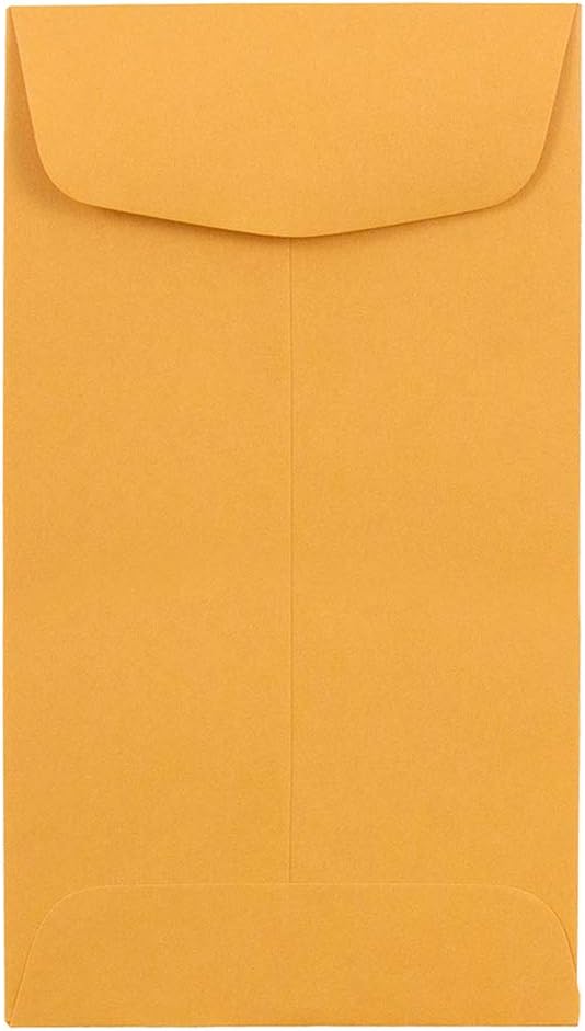 JAM PAPER #6 Coin Business Envelopes - 3 3/8 x 6 - Brown Kraft - Bulk 250/Box