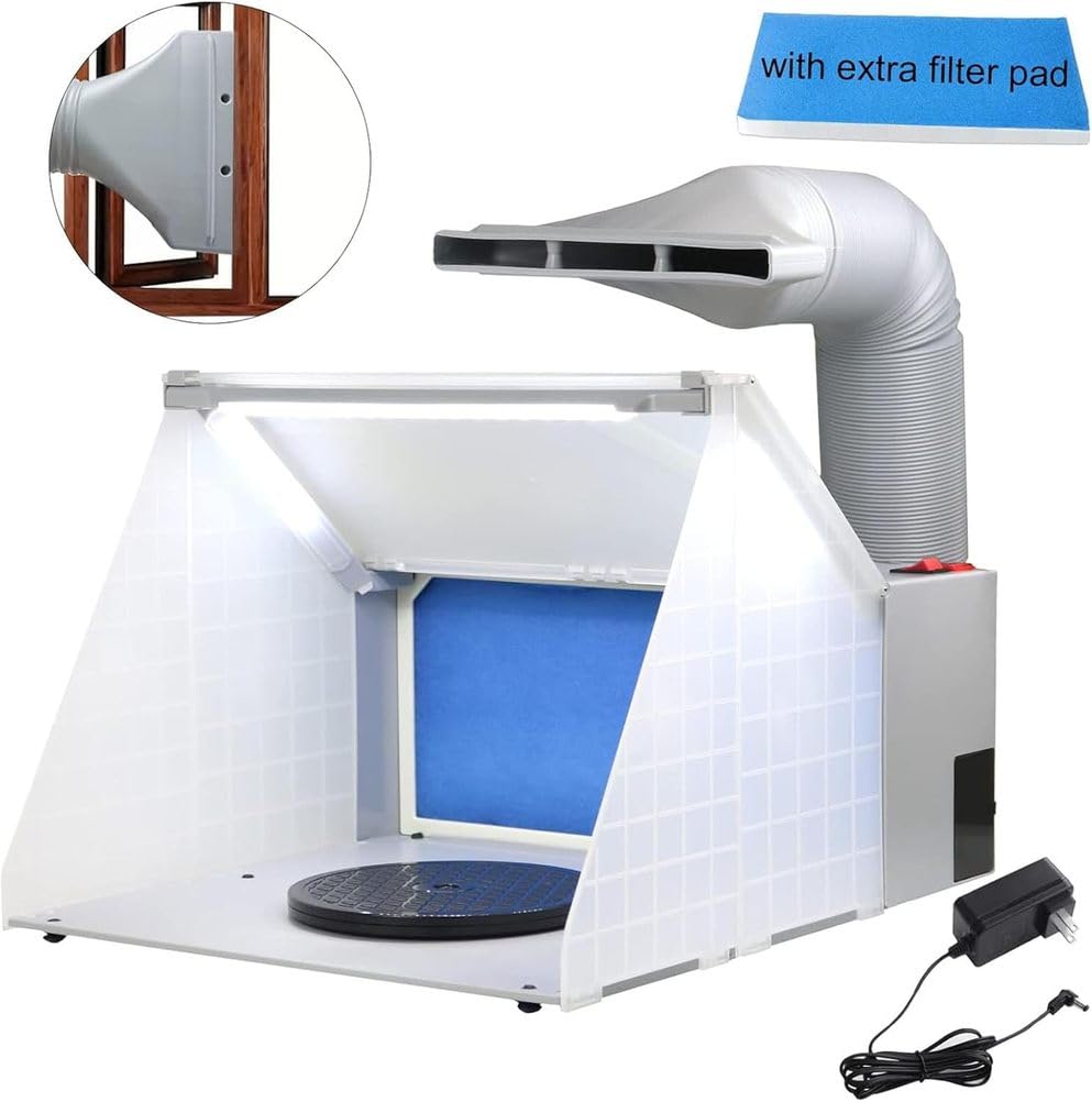 Cabina di spruzzo portatile dell'aerografo con la ventola di scarico per la pittura del modello e la postazione di lavoro