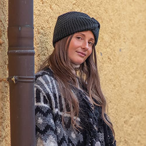 Colours-Beauty-Bandeau-de-cheveux-pour-femme-en-laine-Made-in-Italy-Noir-Cache-oreilles-pour-femme-dhiver-Protege-oreilles-femme-tricote-Serre-tete-pour-cheveux-Bande-Elastique-Cheveux