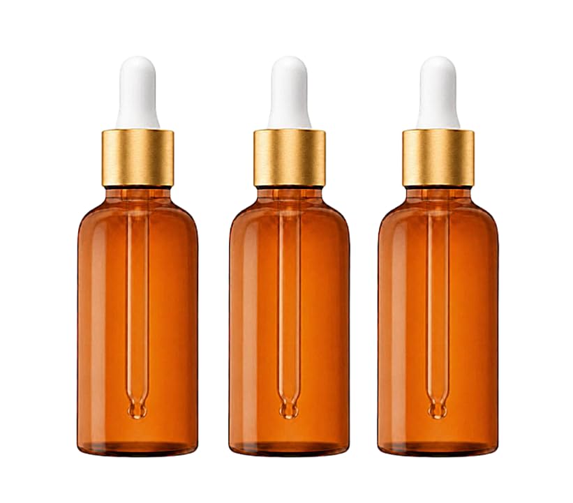 VOW 10 ML Amber Round Empty Glass Bottle, Glass Dropper, Golden Ring, Silicone White Teat, Refillable, Reusable, Leak Proof for Essential Oils, Perfumes, Pack of 3-image-28