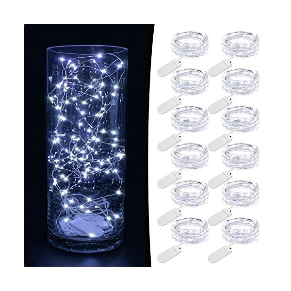 MUMUXI Lichterkette mit 20 LEDs, batteriebetrieben (im Lieferumfang enthalten), 12 Stück, 20 LEDs, wasserdicht…