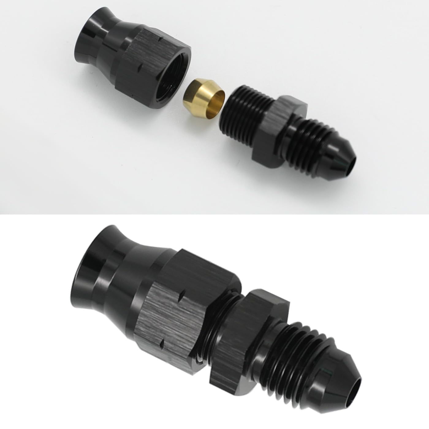 Adaptateur 4AN mâle vers tuyau de carburant 6,3 mm en aluminium noir