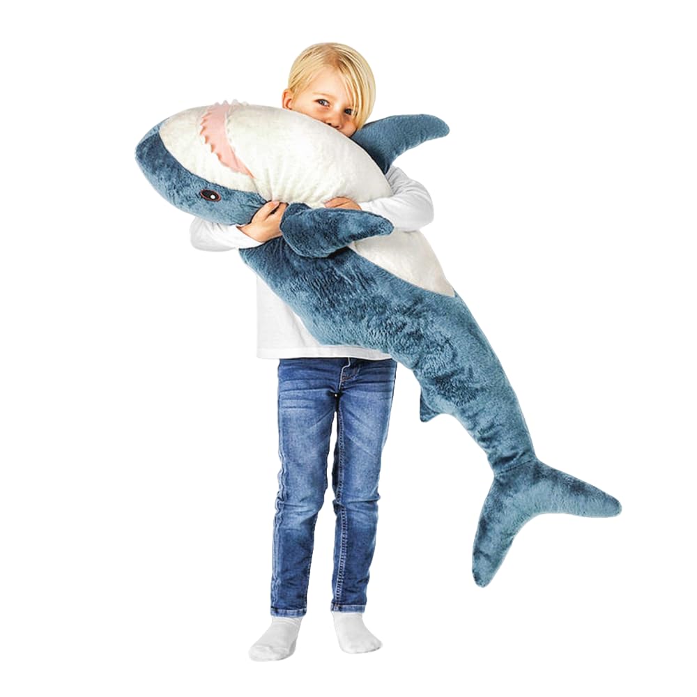 XIYUAN 39.3-Inch SharkPlush Toy Giant SharkStuffed Animal Soft SharkPillow Cushion Shark Plush Pillow Chubby Stuffed Shark Toy Bedtime Gift Throw Pillow for Home Room Décor Kids